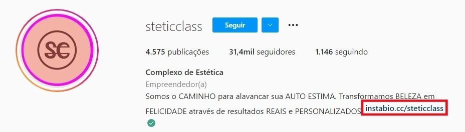 biografia para instagram de estética - cta